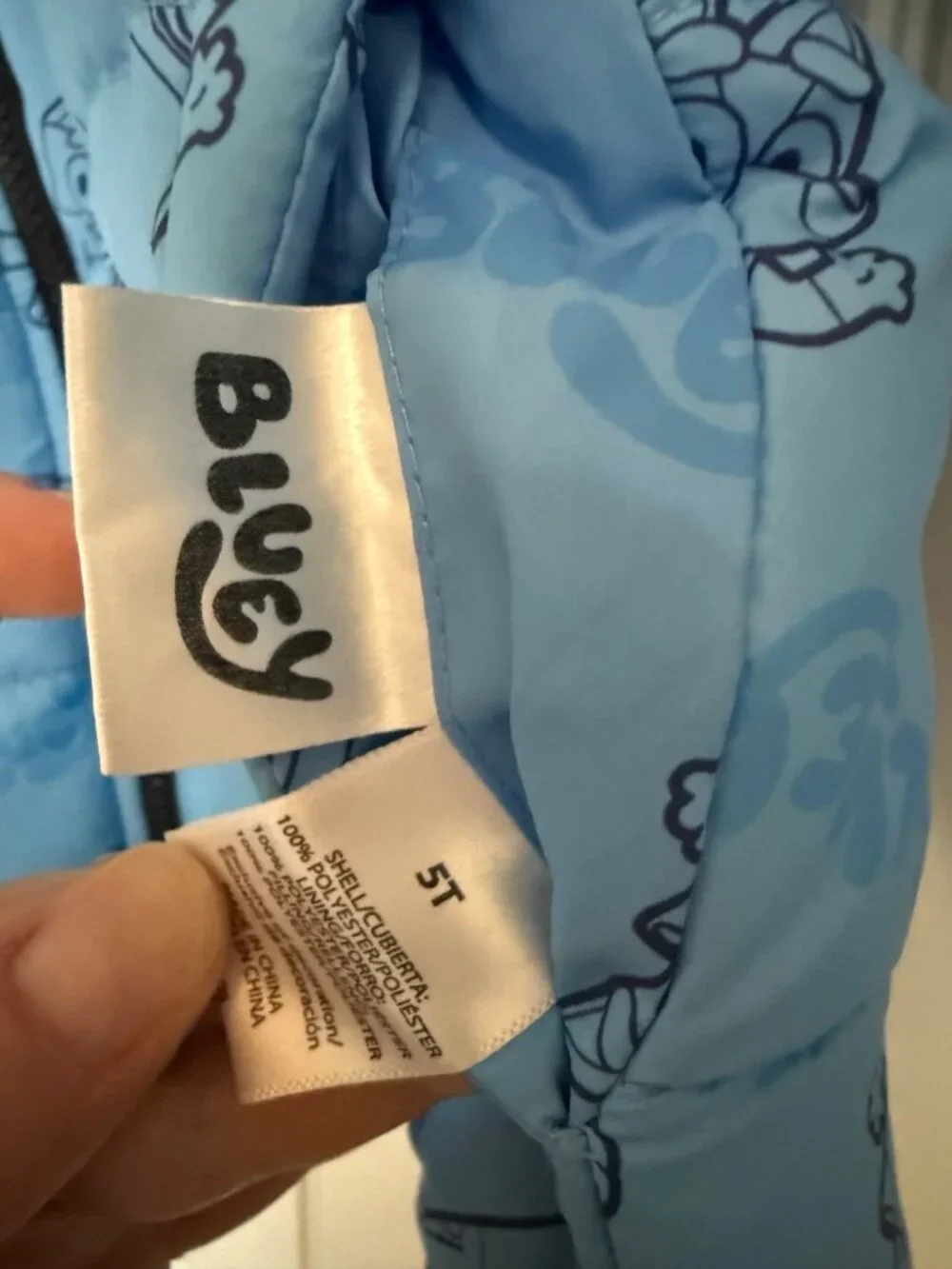 Bluey Puffer Jacket Kids Bluey Puffer Jacket Kids Blue Cartoon Character Size 5T